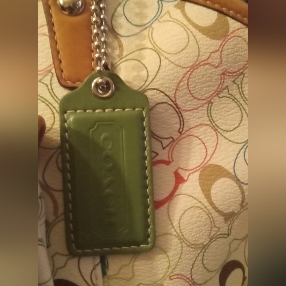 Coach Chelsea Signature Leah Multi-Color Zip Top Shoulder Bag Tote EUC/Dust Bag - Picture 4 of 13